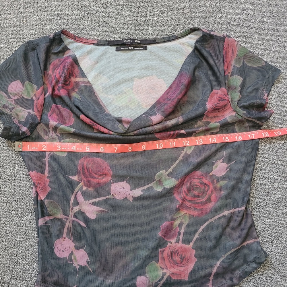 Silence + Noise mesh rose top cowl neck XL grunge goth romantic vampy festival - Picture 11 of 14